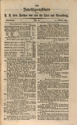 Kaiserlich-Königlich privilegirter Bothe von und für Tirol und Vorarlberg Donnerstag 11. Oktober 1821