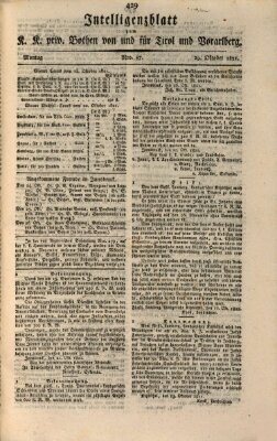 Kaiserlich-Königlich privilegirter Bothe von und für Tirol und Vorarlberg Montag 29. Oktober 1821