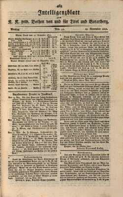 Kaiserlich-Königlich privilegirter Bothe von und für Tirol und Vorarlberg Montag 19. November 1821