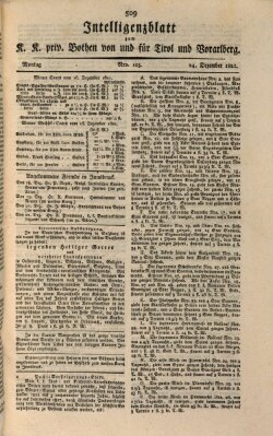 Kaiserlich-Königlich privilegirter Bothe von und für Tirol und Vorarlberg Montag 24. Dezember 1821