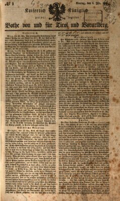 Kaiserlich-Königlich privilegirter Bothe von und für Tirol und Vorarlberg Montag 2. Januar 1837