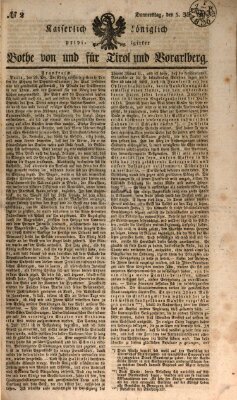 Kaiserlich-Königlich privilegirter Bothe von und für Tirol und Vorarlberg Donnerstag 5. Januar 1837