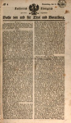 Kaiserlich-Königlich privilegirter Bothe von und für Tirol und Vorarlberg Donnerstag 12. Januar 1837