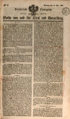 Kaiserlich-Königlich privilegirter Bothe von und für Tirol und Vorarlberg Montag 16. Januar 1837