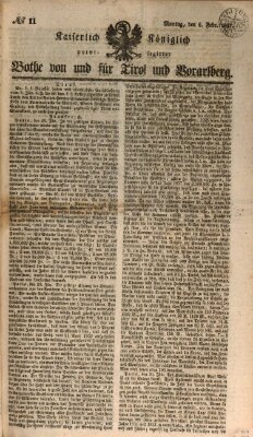 Kaiserlich-Königlich privilegirter Bothe von und für Tirol und Vorarlberg Montag 6. Februar 1837