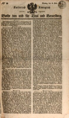 Kaiserlich-Königlich privilegirter Bothe von und für Tirol und Vorarlberg Montag 13. Februar 1837