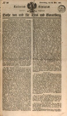 Kaiserlich-Königlich privilegirter Bothe von und für Tirol und Vorarlberg Donnerstag 23. Februar 1837