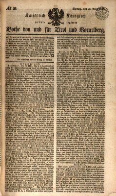 Kaiserlich-Königlich privilegirter Bothe von und für Tirol und Vorarlberg Montag 20. März 1837