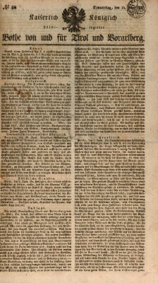 Kaiserlich-Königlich privilegirter Bothe von und für Tirol und Vorarlberg Donnerstag 15. Juni 1837