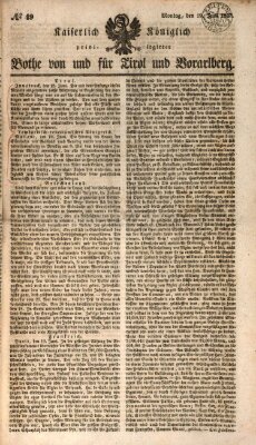 Kaiserlich-Königlich privilegirter Bothe von und für Tirol und Vorarlberg Montag 19. Juni 1837