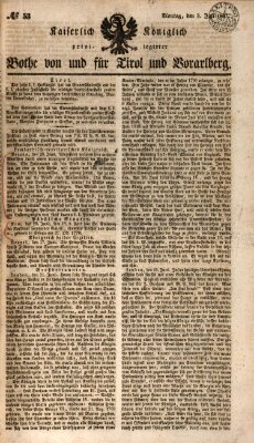 Kaiserlich-Königlich privilegirter Bothe von und für Tirol und Vorarlberg Montag 3. Juli 1837