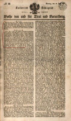 Kaiserlich-Königlich privilegirter Bothe von und für Tirol und Vorarlberg Montag 10. Juli 1837