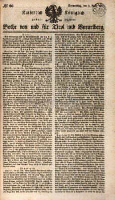 Kaiserlich-Königlich privilegirter Bothe von und für Tirol und Vorarlberg Donnerstag 2. November 1837