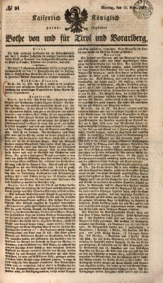 Kaiserlich-Königlich privilegirter Bothe von und für Tirol und Vorarlberg Montag 13. November 1837