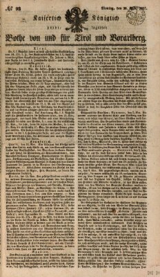 Kaiserlich-Königlich privilegirter Bothe von und für Tirol und Vorarlberg Montag 20. November 1837