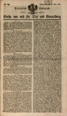 Kaiserlich-Königlich privilegirter Bothe von und für Tirol und Vorarlberg Donnerstag 30. November 1837