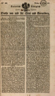 Kaiserlich-Königlich privilegirter Bothe von und für Tirol und Vorarlberg Montag 18. Dezember 1837