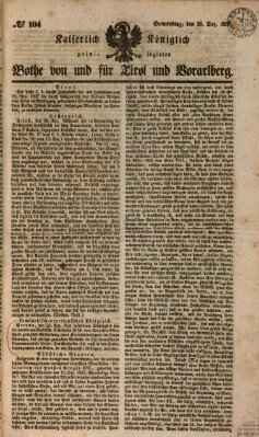 Kaiserlich-Königlich privilegirter Bothe von und für Tirol und Vorarlberg Donnerstag 28. Dezember 1837