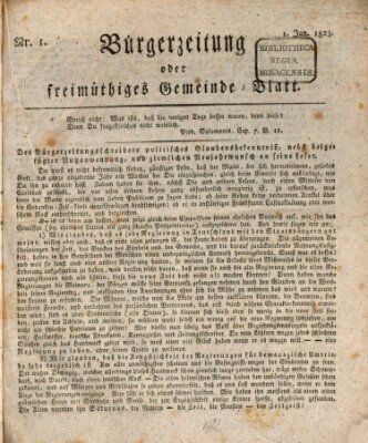 Bürgerzeitung oder freimüthiges Gemeinde-Blatt Mittwoch 1. Januar 1823