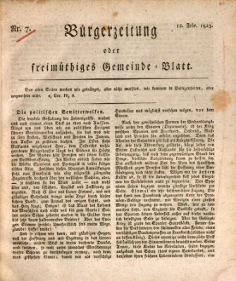 Bürgerzeitung oder freimüthiges Gemeinde-Blatt Mittwoch 12. Februar 1823