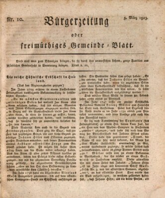 Bürgerzeitung oder freimüthiges Gemeinde-Blatt Mittwoch 5. März 1823