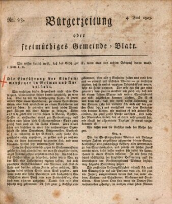 Bürgerzeitung oder freimüthiges Gemeinde-Blatt Mittwoch 4. Juni 1823