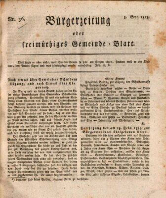 Bürgerzeitung oder freimüthiges Gemeinde-Blatt Mittwoch 3. September 1823