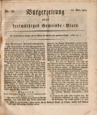 Bürgerzeitung oder freimüthiges Gemeinde-Blatt Mittwoch 17. September 1823
