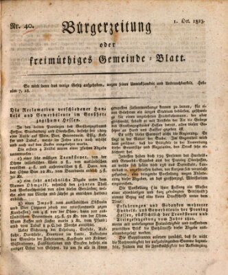 Bürgerzeitung oder freimüthiges Gemeinde-Blatt Mittwoch 1. Oktober 1823