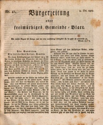 Bürgerzeitung oder freimüthiges Gemeinde-Blatt Mittwoch 8. Oktober 1823