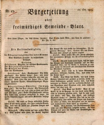Bürgerzeitung oder freimüthiges Gemeinde-Blatt Mittwoch 22. Oktober 1823