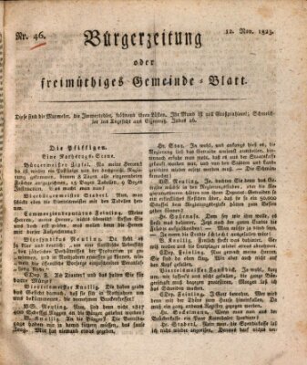 Bürgerzeitung oder freimüthiges Gemeinde-Blatt Mittwoch 12. November 1823