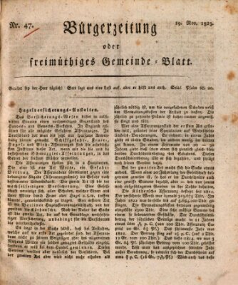Bürgerzeitung oder freimüthiges Gemeinde-Blatt Mittwoch 19. November 1823