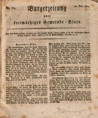 Bürgerzeitung oder freimüthiges Gemeinde-Blatt Mittwoch 24. Dezember 1823