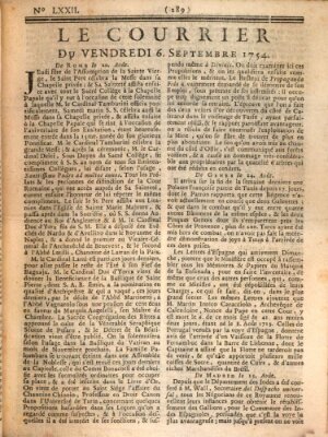 Le courrier Freitag 6. September 1754