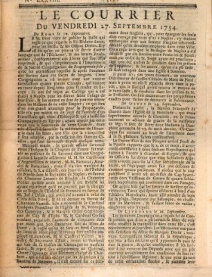 Le courrier Freitag 27. September 1754