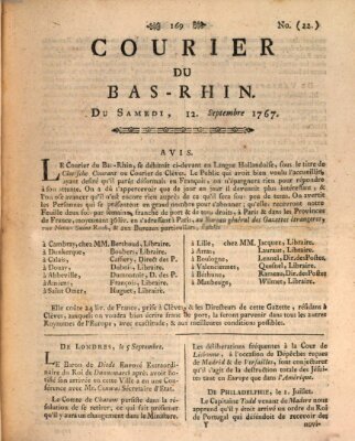 Courier du Bas-Rhin Samstag 12. September 1767