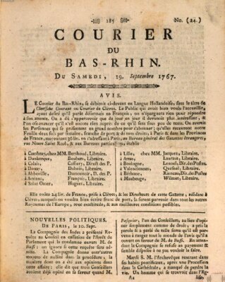 Courier du Bas-Rhin Samstag 19. September 1767