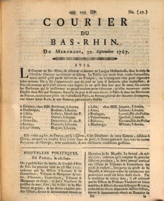 Courier du Bas-Rhin Mittwoch 30. September 1767