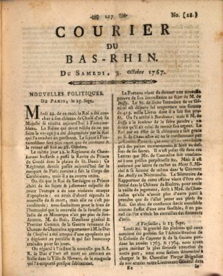 Courier du Bas-Rhin Samstag 3. Oktober 1767