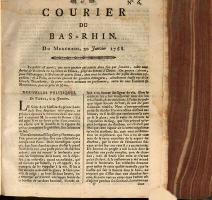 Courier du Bas-Rhin Mittwoch 20. Januar 1768