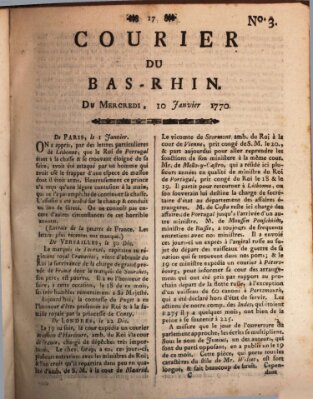 Courier du Bas-Rhin Mittwoch 10. Januar 1770