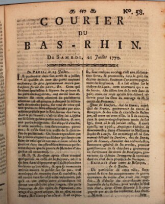 Courier du Bas-Rhin Samstag 21. Juli 1770