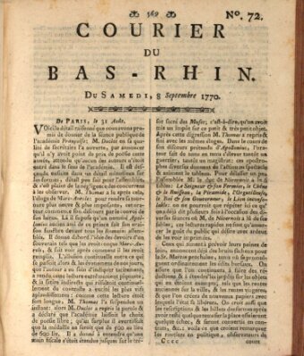 Courier du Bas-Rhin Samstag 8. September 1770