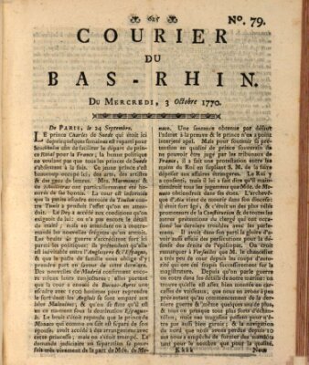 Courier du Bas-Rhin Mittwoch 3. Oktober 1770