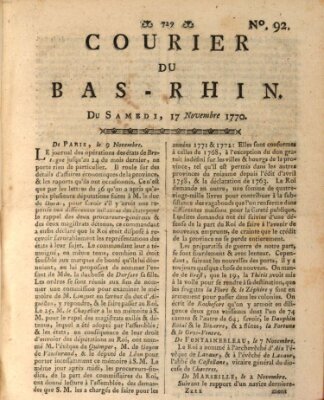 Courier du Bas-Rhin Samstag 17. November 1770