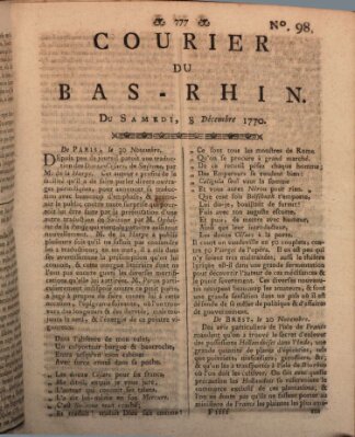 Courier du Bas-Rhin Samstag 8. Dezember 1770