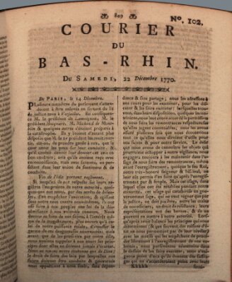 Courier du Bas-Rhin Samstag 22. Dezember 1770