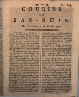 Courier du Bas-Rhin Samstag 29. Dezember 1770