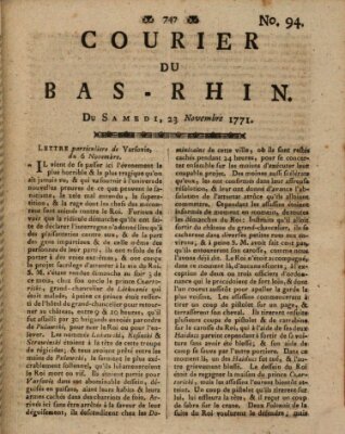 Courier du Bas-Rhin Samstag 23. November 1771